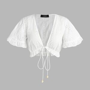 Cider Eyelet Crop Top - White (Size XL)